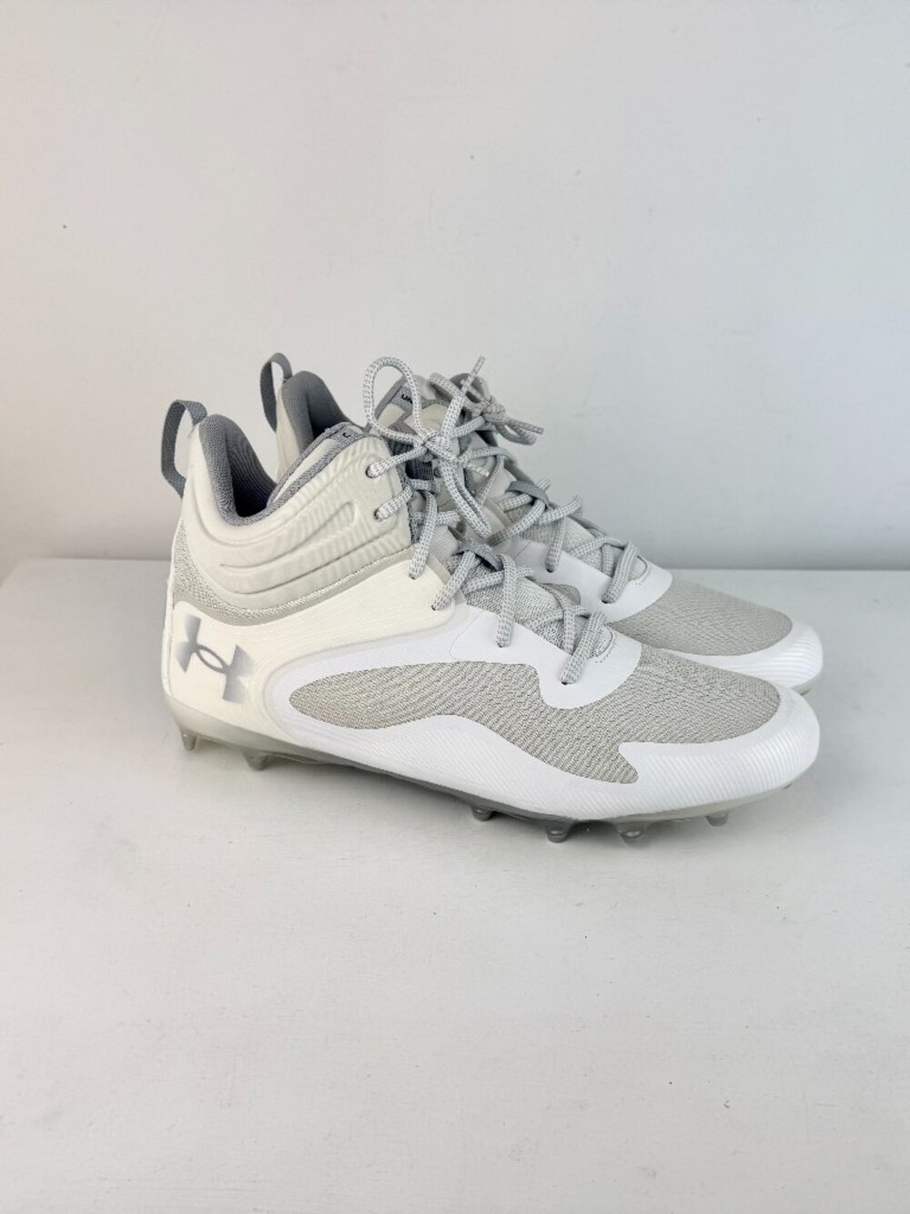 Men's 13 - Under Armour Command Mc Mid Lacrosse Football Cleats White Gray